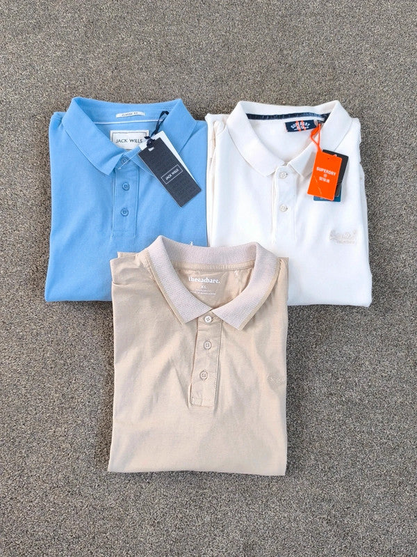 Jack Wills , Super Dry &amp; Threadbare Men's Polo Shirts Bundle Uk Size XL With Defects