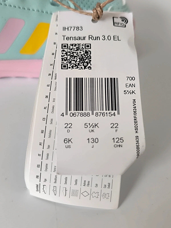 Adidas Tensaur Run 3.0 EL Infant Toddler Trainers Uk Size 5.5K No Box