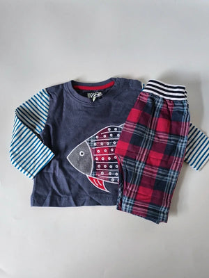 Lilly & Sid Unisex Top and Reversible Trouser Set Uk Size 3-6 Months