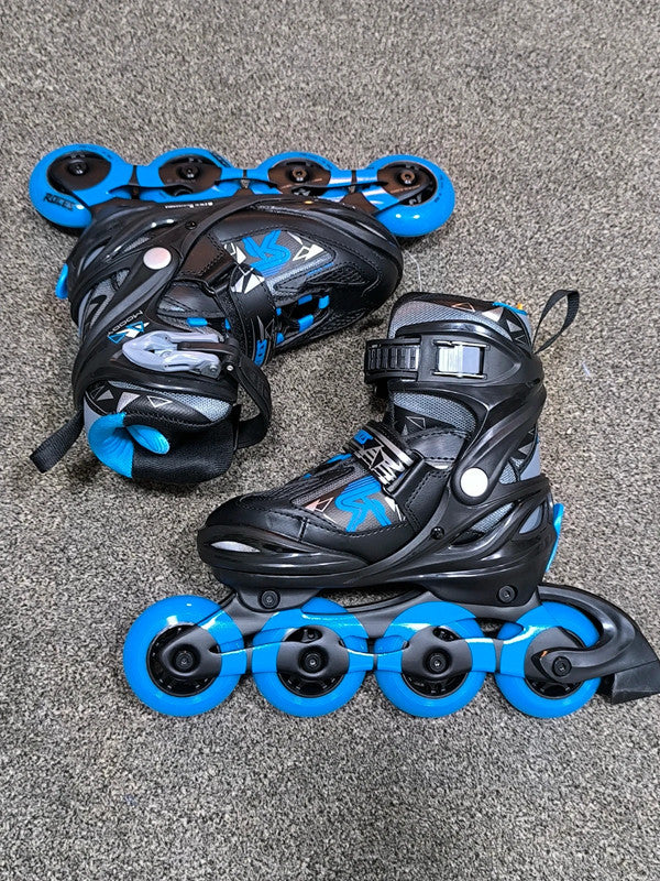 Roces Moody TIF Kids Adjustable Inline Skates Black Blue Size UK 12 JR-2 No Box