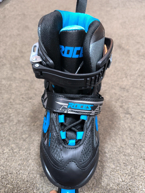 Roces Moody TIF Kids Adjustable Inline Skates Black Blue Size UK 12 JR-2 No Box