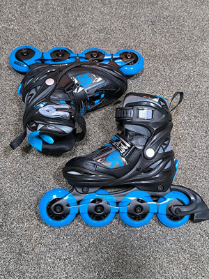Roces Moody TIF Kids Adjustable Inline Skates Black Blue Size UK 12 JR-2 No Box