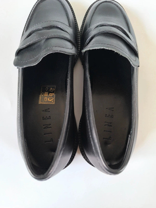 Linea Women's Black Leather Penny Loafers Uk Size 3 / EU 36 No Box With Defects