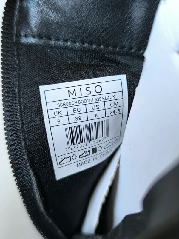 Miso Women's Black Scrunch Ankle Boots Uk Size 6 No Box With Slight Defects