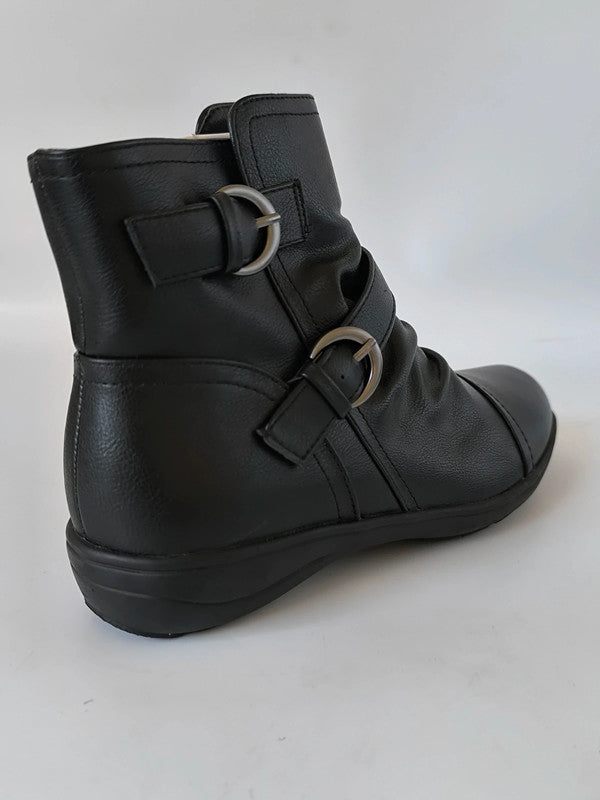 Miso Women's Black Scrunch Ankle Boots Uk Size 6 No Box With Slight Defects