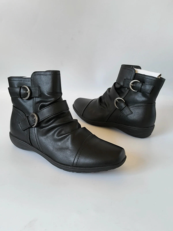 Miso Women's Black Scrunch Ankle Boots Uk Size 6 No Box With Slight Defects