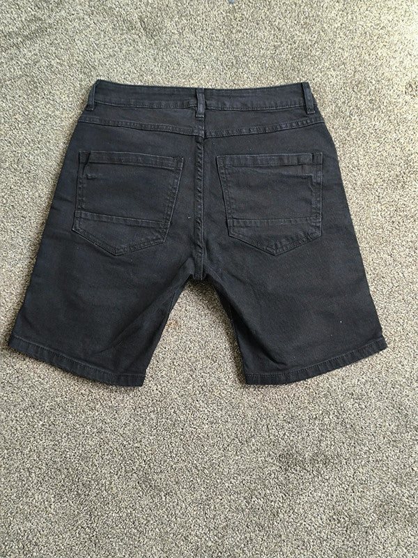 Brave Soul Black Ripped Denim Shorts UK Size Small W30