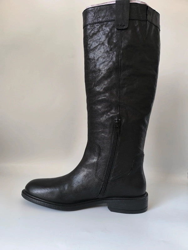 Geox Catria Black Leather Knee High Riding Boots UK 7.5 EU 41 No Box