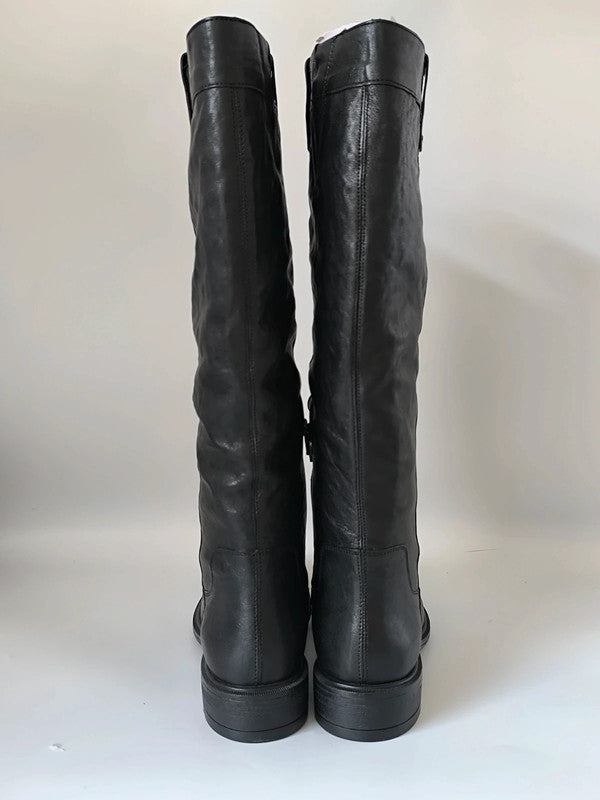 Geox Catria Black Leather Knee High Riding Boots UK 7.5 EU 41 No Box