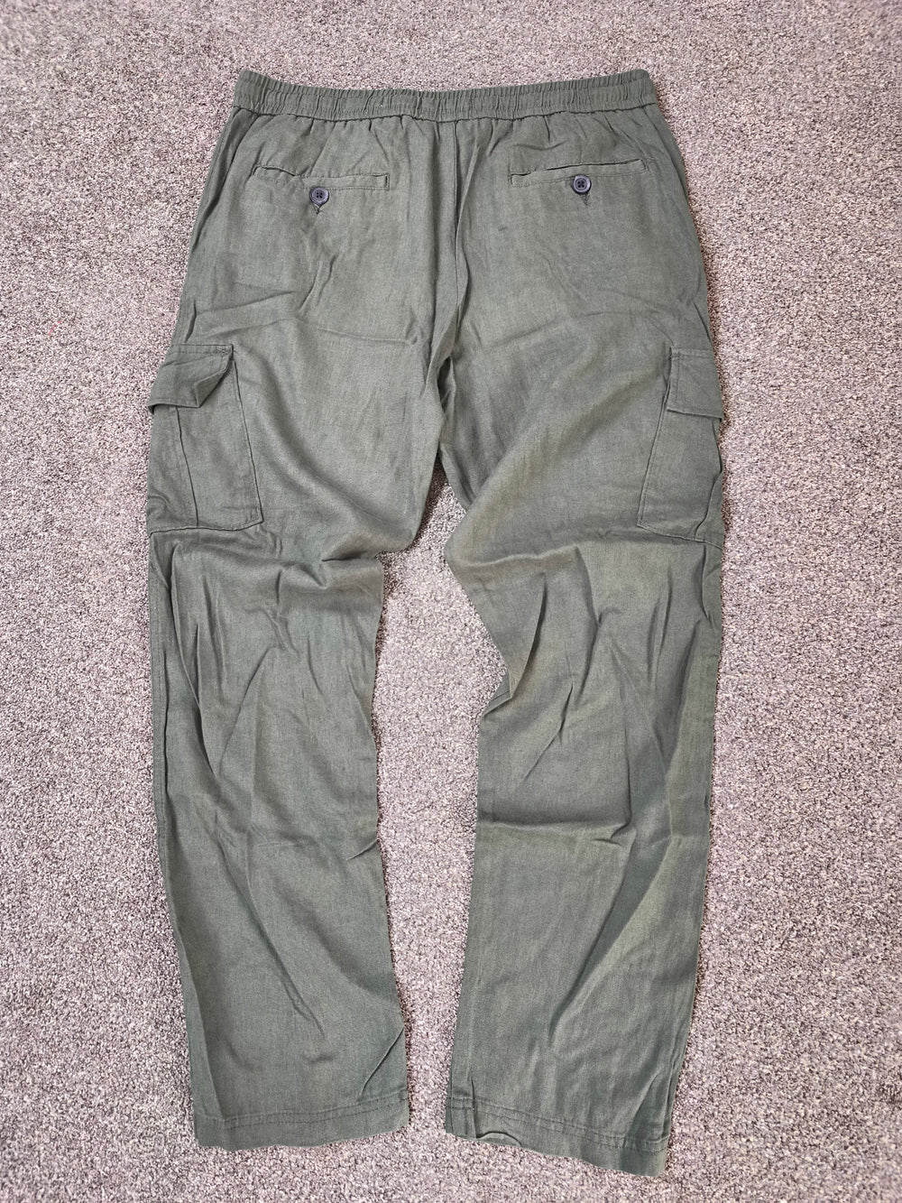 Threadbare Men’s Linen Blend Cargo Trousers – Khaki Green W32 Brand New With Minor Defect
