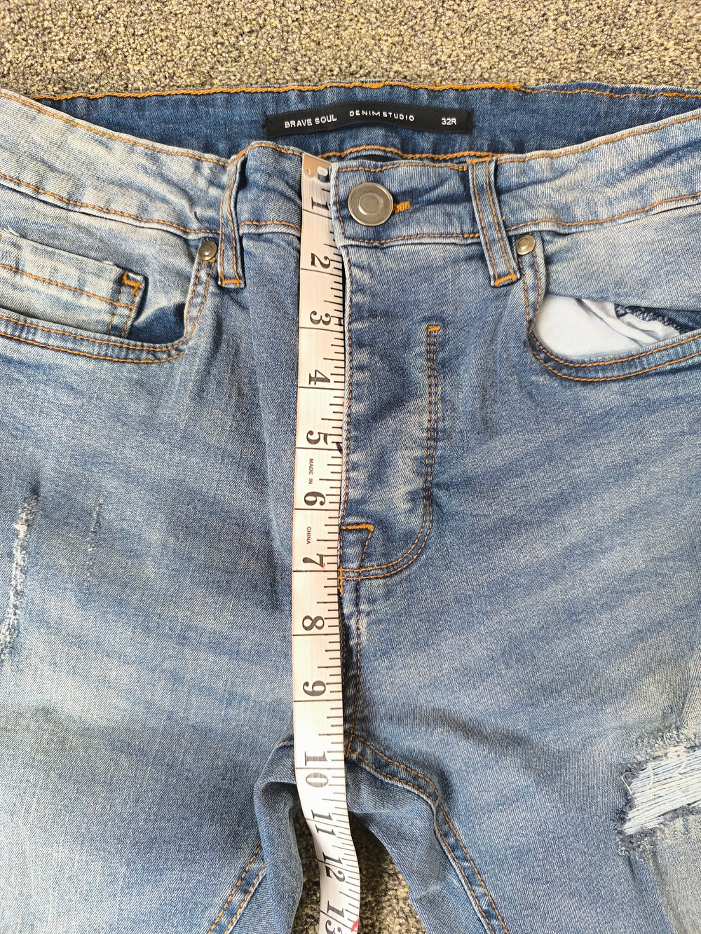 Brave Soul Distressed Skinny Jeans Blue Men's Size 32R New Without Tags