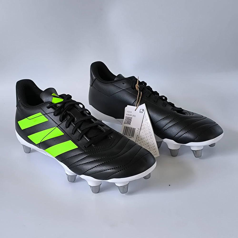 adidas Kakari SG Rugby Boots Black/Neon Green Men's UK 10 Brand New No Box