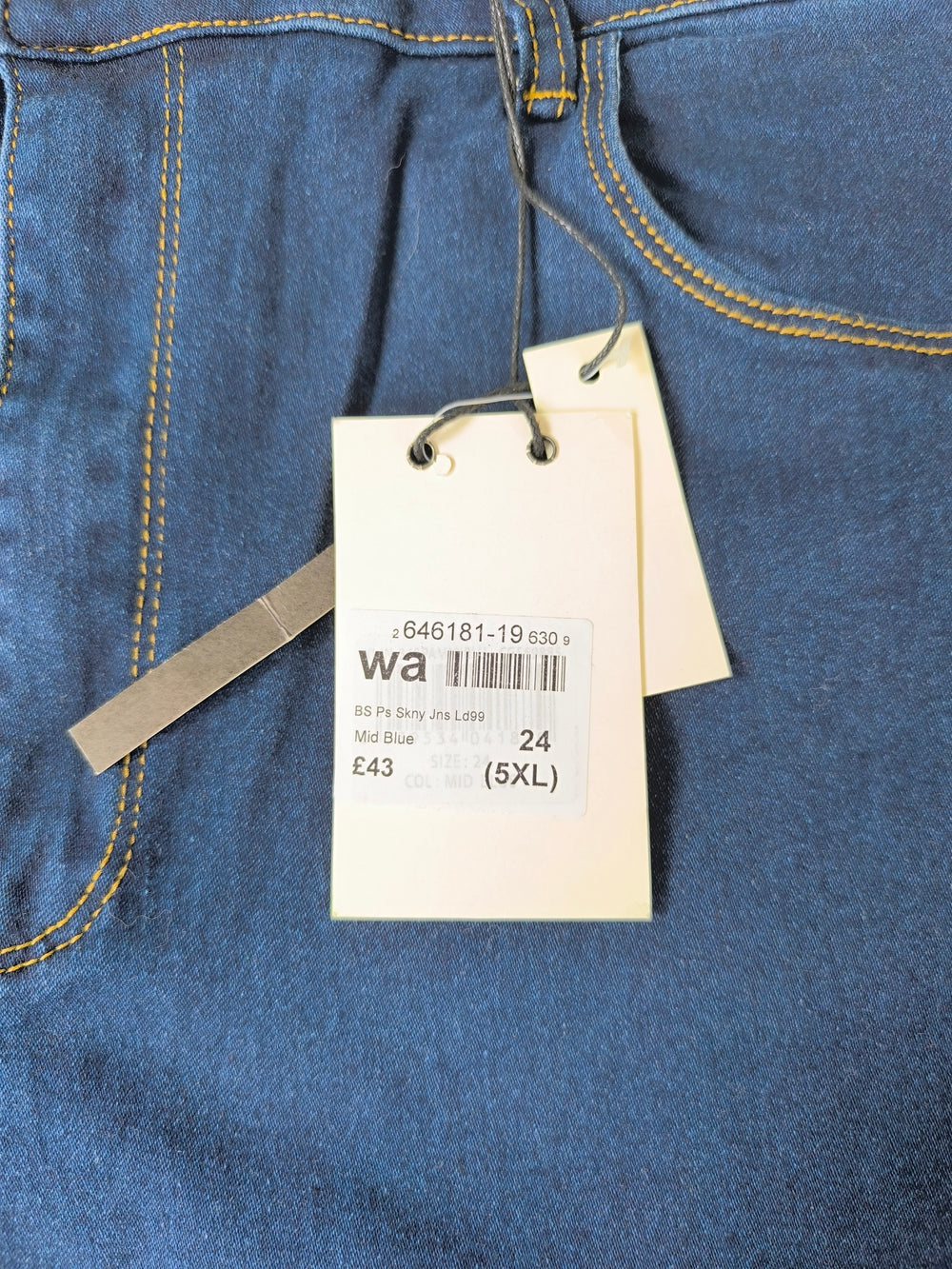 Brave Soul London 'Pam' Stretch Womens Skinny Jeans Mid Blue Size 24 (5XL) BNWT