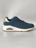 Skechers Uno Stand On Air Women's Shoes Trainers - Navy Blue & Gold - UK Size 4 - Brand New (No Box)