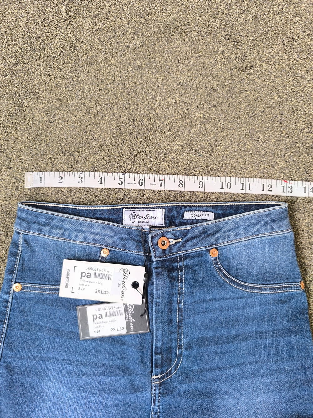 Hardcore Denim Women's High-Waisted Regular Fit Skinny Jeans Blue Size W28 L32 BNWT