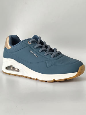 Skechers Uno Stand On Air Women's Shoes Trainers - Navy Blue & Gold - UK Size 4 - Brand New (No Box)
