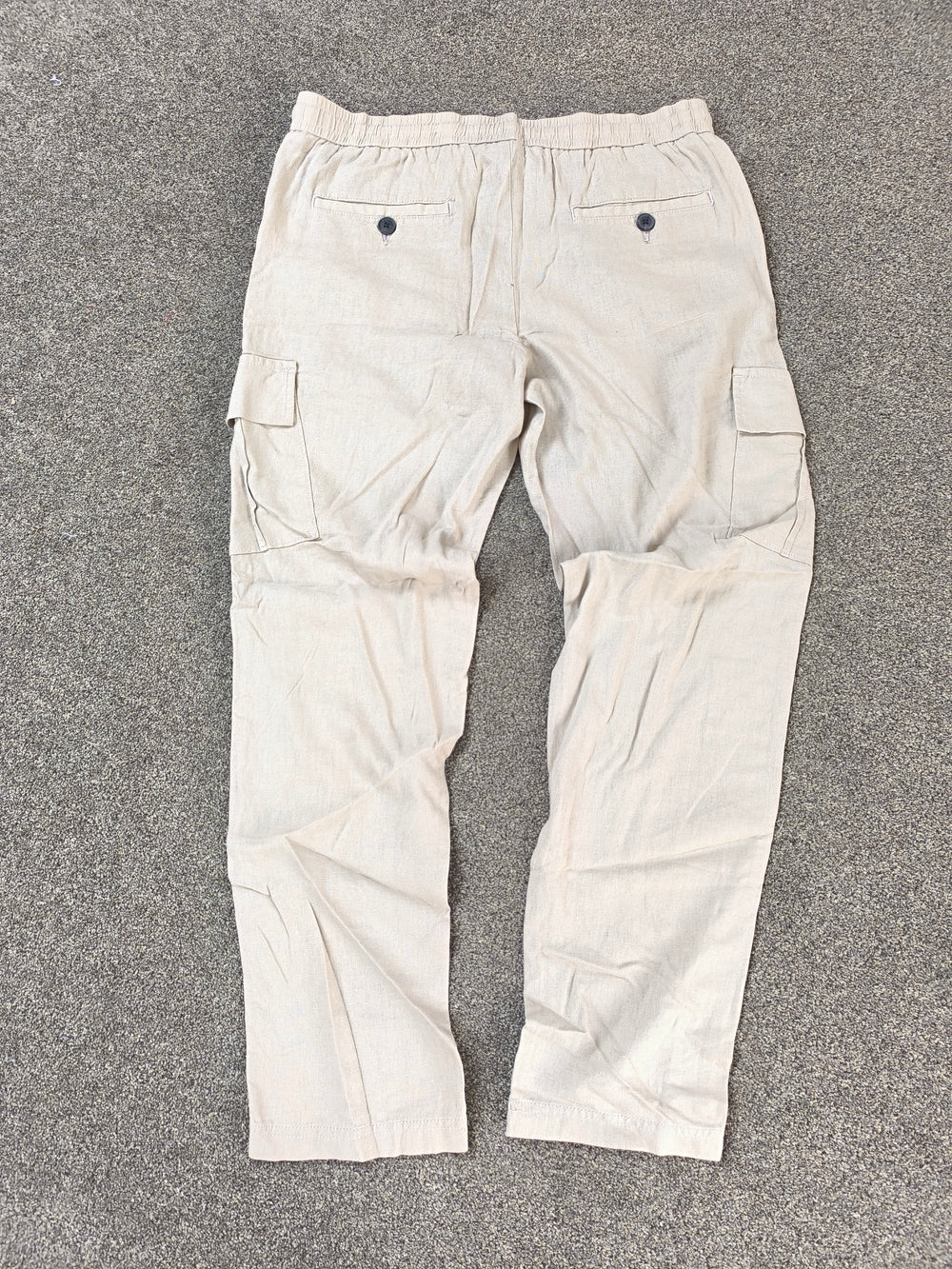 Threadbare Men's Linen Blend Cargo Trousers Beige Straight Fit  W32 BNWT