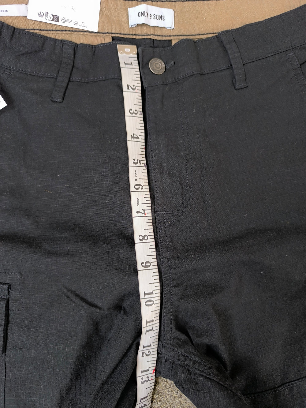 Only & Sons Men's Black Ripstop Cargo Pants Loose Fit W33 L34 BNWT