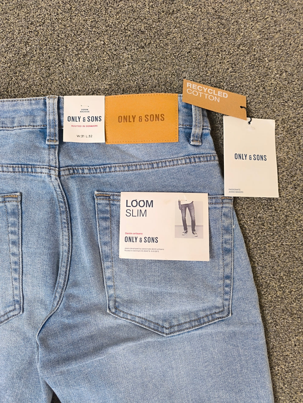 Only & Sons Loom Slim Fit Men's Jeans Light Blue Denim W31 L32 BNWT