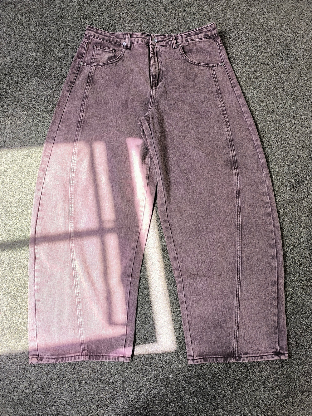 I Saw It First Purple Acid Wash Wide Leg Womens Balloon Jeans - UK 16 New Without Tags
