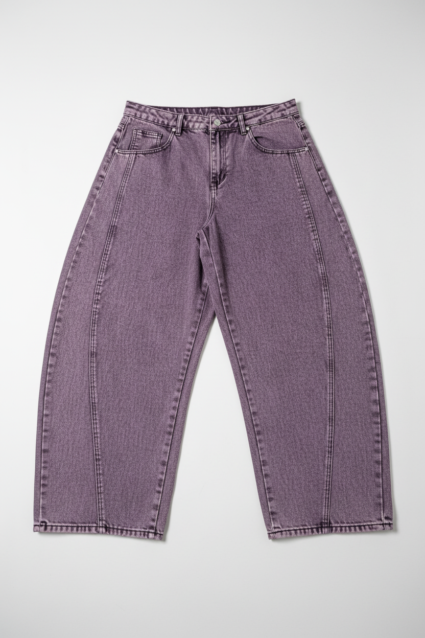 I Saw It First Purple Acid Wash Wide Leg Womens Balloon Jeans - UK 16 New Without Tags