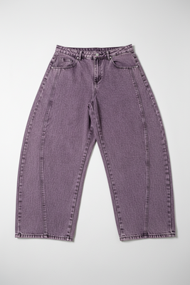 I Saw It First Purple Acid Wash Wide Leg Womens Balloon Jeans - UK 16 New Without Tags