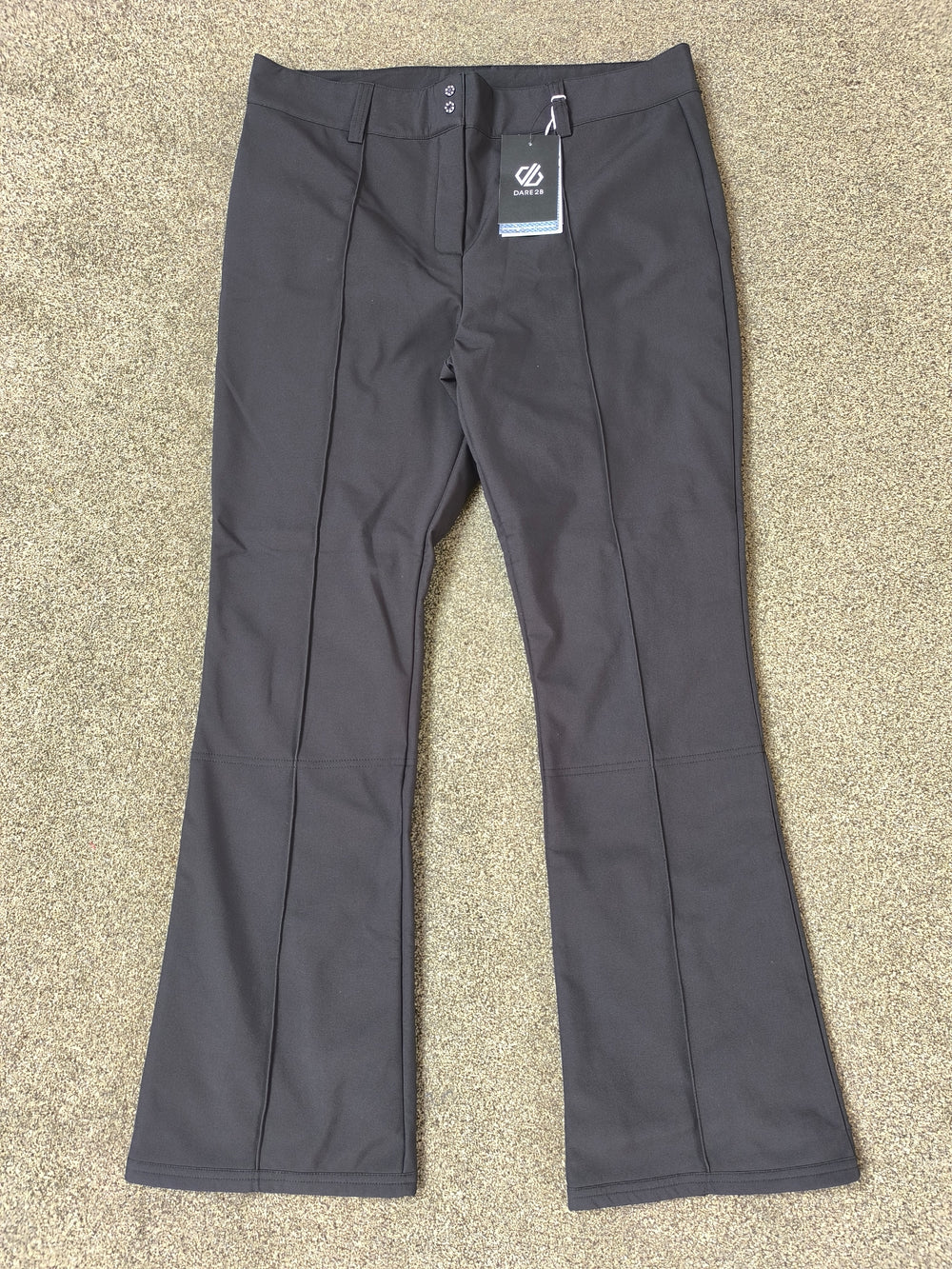 Dare 2b Women's Black 'Glide' Ski Pants Waterproof Slim Boot-Cut Trouser - Size UK 18