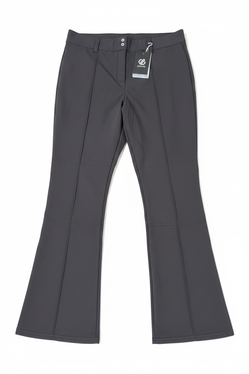 Dare 2b Women's Black 'Glide' Ski Pants Waterproof Slim Boot-Cut Trouser - Size UK 18