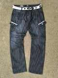 Airwalk Men's Straight Fit Cargo Jeans Dark Wash Blue/Black With White Belt 34W 34L Y2K Skater