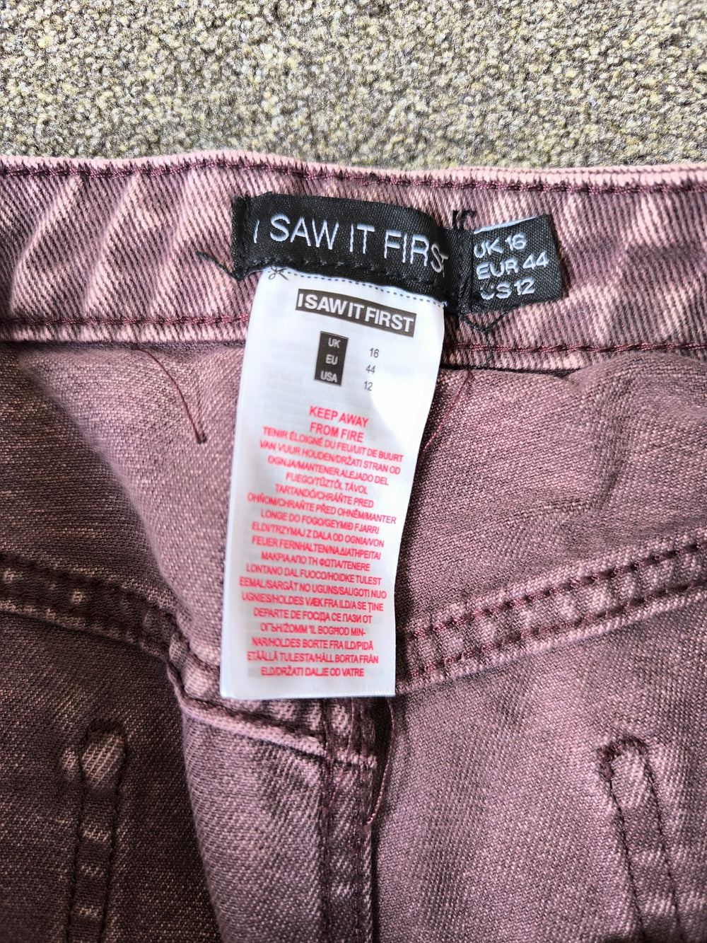 I Saw It First Purple Acid Wash Wide Leg Womens Balloon Jeans - UK 16 New Without Tags