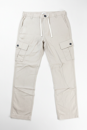 Threadbare Men's Linen Blend Cargo Trousers Beige Straight Fit  W32 BNWT