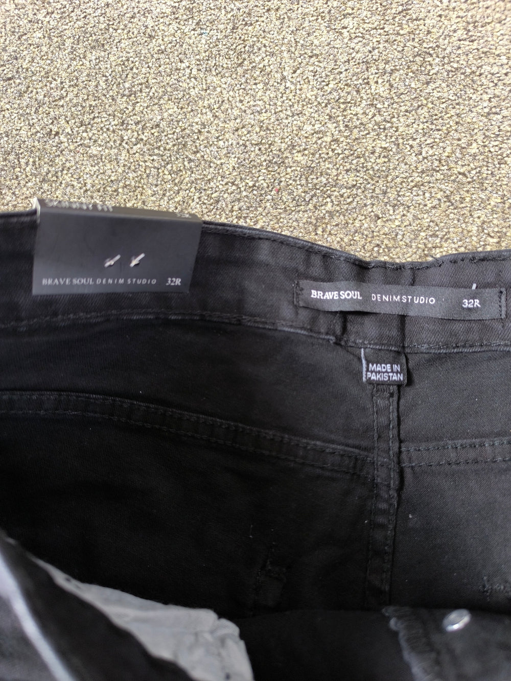 Brave Soul Men's Black Distressed Biker Jeans Skinny Fit 32R Brand New with Tag