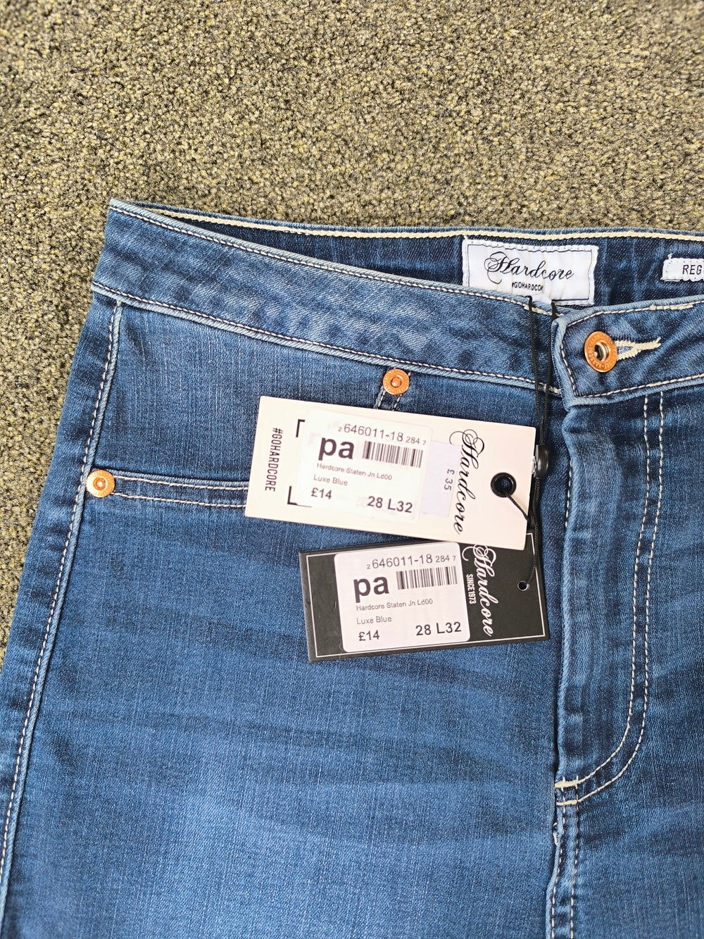 Hardcore Denim Women's High-Waisted Regular Fit Skinny Jeans Blue Size W28 L32 BNWT
