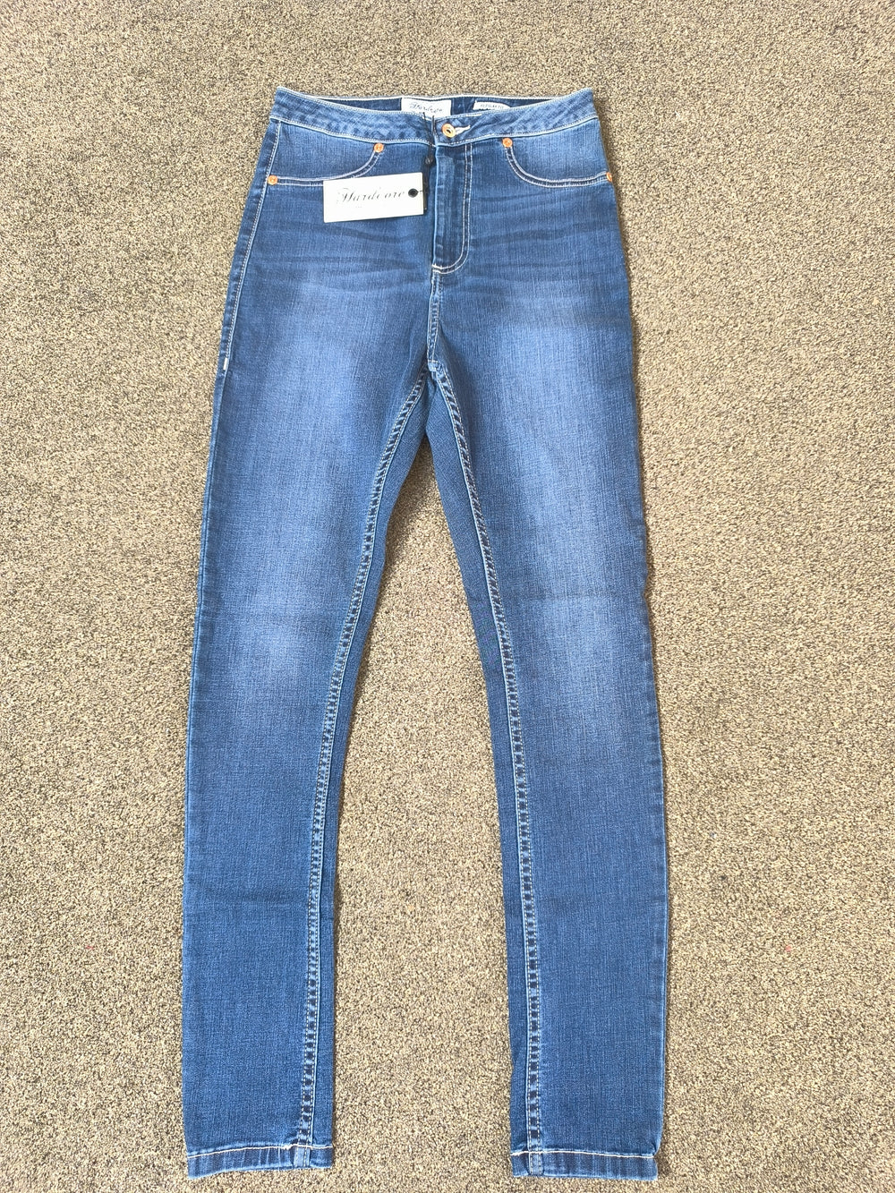 Hardcore Denim Women's High-Waisted Regular Fit Skinny Jeans Blue Size W28 L32 BNWT