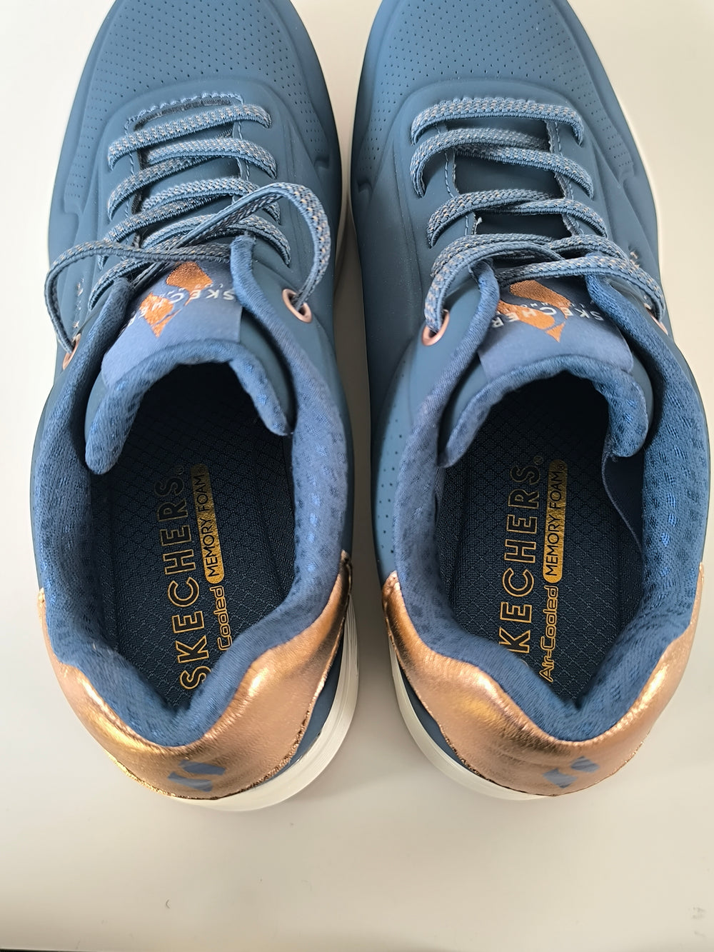 Skechers Uno Stand On Air Women's Shoes Trainers - Navy Blue & Gold - UK Size 4 - Brand New (No Box)