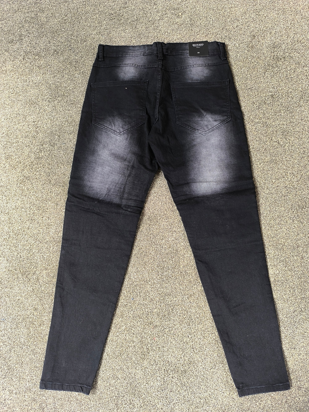 Brave Soul Men's Black Distressed Biker Jeans Skinny Fit 32R Brand New with Tag