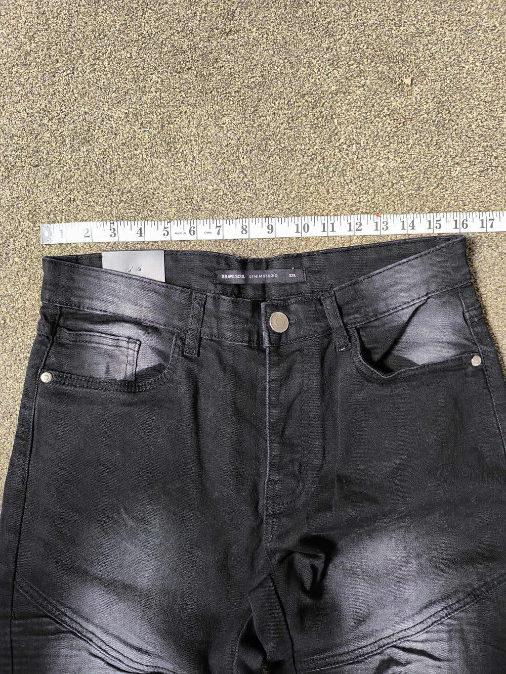 Brave Soul Men's Black Distressed Biker Jeans Skinny Fit 32R Brand New with Tag