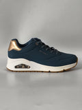 Skechers Uno Stand On Air Women's Shoes Trainers - Navy Blue & Gold - UK Size 4 - Brand New (No Box)