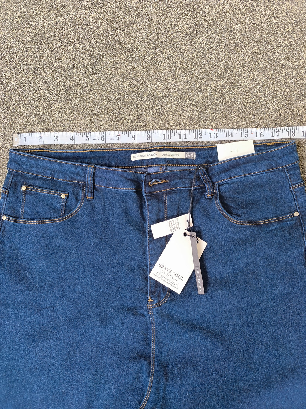 Brave Soul London 'Pam' Stretch Womens Skinny Jeans Mid Blue Size 24 (5XL) BNWT