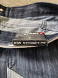 Airwalk Men's Straight Fit Cargo Jeans Dark Wash Blue/Black With White Belt 34W 34L Y2K Skater