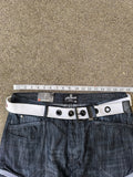 Airwalk Men's Straight Fit Cargo Jeans Dark Wash Blue/Black With White Belt 34W 34L Y2K Skater