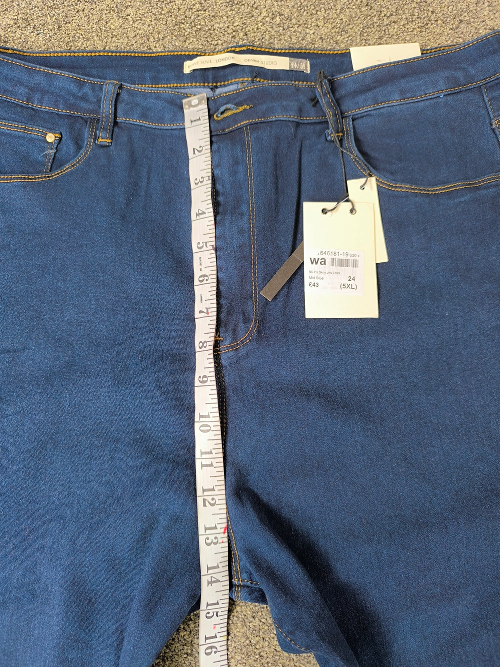 Brave Soul London 'Pam' Stretch Womens Skinny Jeans Mid Blue Size 24 (5XL) BNWT